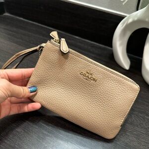 Coach Tan Leather Wristlet